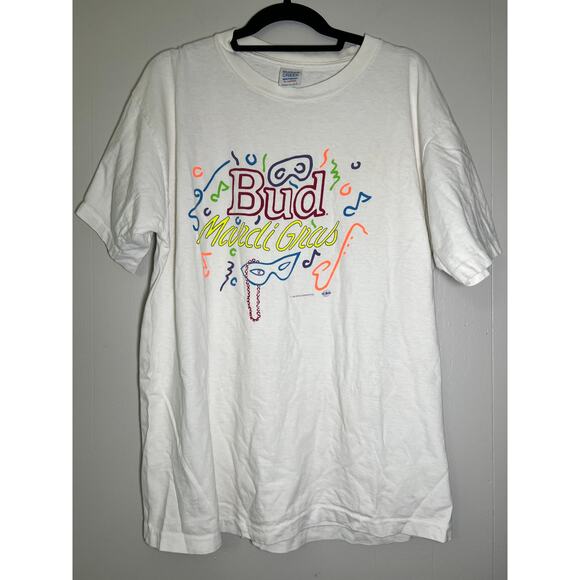 Bud Mardi Gras Anheuser-Busch 1992 Vintage Single Stitch T Shirt Size XL - Picture 1 of 7